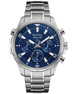 uo Y ANZT[ rv TVc Bulova Men's Chronograph Marine Star Stainless Steel Bracelet Watch 43mm Silver Vo[