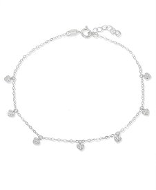 ジャーニ ベルニーニ レディース ブレスレット・バングル・アンクレット アクセサリー Cubic Zirconia Pav&eacute; 7 Mini Heart Drops Ankle Bracelet in Sterling Silver or 18K Gold-Plated Sterling Silver Sterling Silver