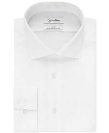 カルバンクライン メンズ シャツ トップス Men's Slim-Fit Non-Iron Performance Spread Collar Herringbone Dress Shirt White