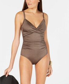 カルバンクライン レディース 上下セット 水着 Twist-Front Tummy-Control One-Piece Swimsuit, Created for Macy's Bronze Shimmer