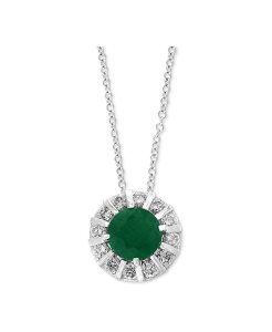GtB[ fB[X lbNXE`[J[Ey_ggbv ANZT[ EFFY Emerald (3/4 ct. t.w) & Diamond (1/4 ct. t.w) 18" Pendant Necklace in 14K White Gold (Also Available in Ruby and Sapphire) Emerald/White Gold