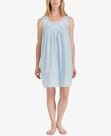 エイレーンウェスト レディース ナイトウェア アンダーウェア Cotton Lace-Trim Short Nightgown Blue