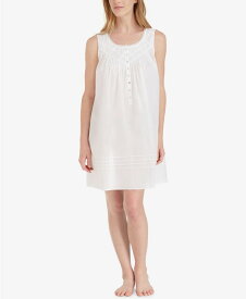 エイレーンウェスト レディース ナイトウェア アンダーウェア Cotton Lace-Trim Short Nightgown White