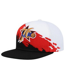 ミッチェル&ネス メンズ 帽子 アクセサリー Men's White, Black Philadelphia 76ers Hardwood Classics Paintbrush Snapback Hat White, Black