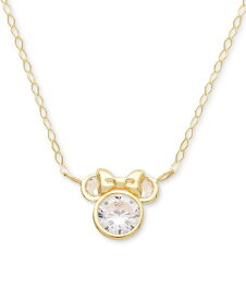 ディズニー レディース ネックレス・チョーカー・ペンダントトップ アクセサリー Children's Cubic Zirconia Minnie Mouse 15 Pendant Necklace in 14k Gold Yellow Gold