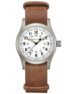 n~g Y ANZT[ rv U[ Hamilton Men's Swiss Mechanical Khaki Field Brown Leather Strap Watch 38mm Brown uE