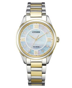 �V�`�Y�� ���f�B�[�X �A�N�Z�T���[ �r���v T�V���c Citizen Eco-Drive Women's Arezzo Diamond-Accent Two-Tone Stainless Steel Bracelet Watch 32mm Two-tone