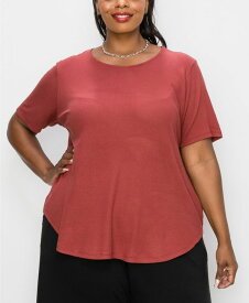 コイン1804 レディース シャツ トップス Plus Size Thermal Short Sleeve Swing Tee Dark Red