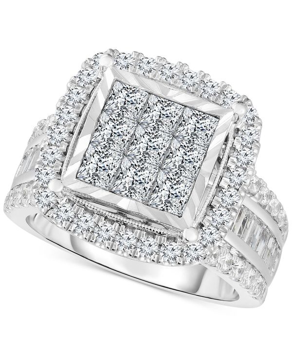 トゥルーミラクル レディース リング アクセサリー Diamond Halo Cluster Engagement Ring (3 ct. in 10k White Gold White Gold