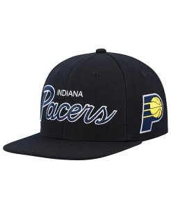 ~b`F&lX Y ANZT[ Xq Mitchell & Ness Men's Black Indiana Pacers Hardwood Classics Script 2.0 Snapback Hat Black ubN