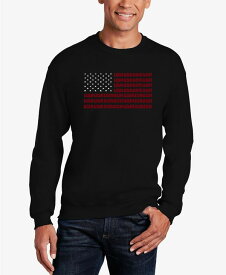 エルエーポップアート メンズ パーカー・スウェット アウター Men's Word Art USA Flag Crewneck Sweatshirt Black