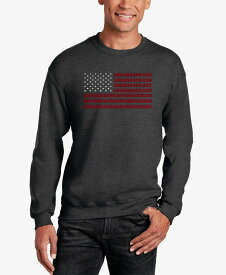 エルエーポップアート メンズ パーカー・スウェット アウター Men's Word Art USA Flag Crewneck Sweatshirt Dark Gray