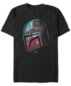 フィフスサン メンズ Tシャツ トップス Star Wars Men's Mandalorian Helmet Reflection T-shirt Black