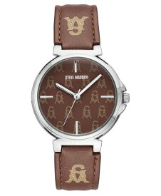 スティーブ マデン レディース 腕時計 アクセサリー Women's Dual Colored Dark Brown and Light Brown Polyurethane Leather Strap with Steve Madden Logo and Stitching Watch, 36mm Light, Dark Brown