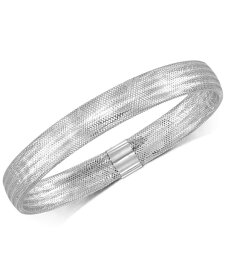 イタリアン ゴールド レディース ブレスレット・バングル・アンクレット アクセサリー Stretch Bangle Bracelet in 14k Yellow, White or Rose Gold, Made in Italy White Gold