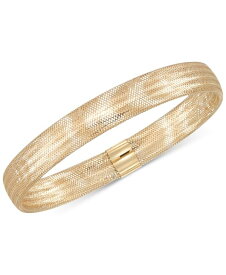 イタリアン ゴールド レディース ブレスレット・バングル・アンクレット アクセサリー Stretch Bangle Bracelet in 14k Yellow, White or Rose Gold, Made in Italy Yellow Gold