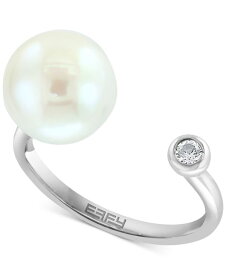 エフィー レディース リング アクセサリー Cultured Freshwater Pearl Ring (8-1/2mm) & White Sapphire (1/10 ct. t.w.) Ring in Sterling Silver (Also in Tahitian Pearl) White