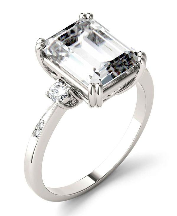 チャールズ アンド コルバード レディース リング アクセサリー Moissanite Emerald Engagement Ring (3-3 Ct.  Tw.) In 14k White Gold White Gold 指輪・リング