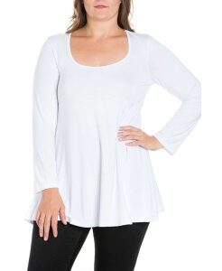 24 �Z�u���R���t�H�[�g ���f�B�[�X �g�b�v�X �V���c �v���X�T�C�Y 24seven Comfort Apparel Women's Plus Size Poised Swing Tunic Top White �z���C�g