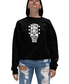 エルエーポップアート レディース シャツ トップス Women's Crewneck Word Art Guitar Head Music Genres Sweatshirt Top Black