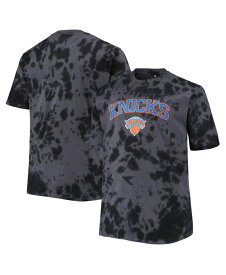 プロファイル メンズ Tシャツ トップス Men's Black New York Knicks Big and Tall Marble Dye Tonal Performance T-shirt Black