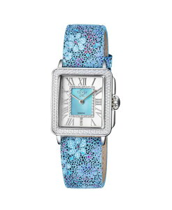 WFr fB[X ANZT[ rv t[ U[ t[ Gevril GV2 Women's Padova Floral Blue Leather Swiss Quartz Strap Watch 30 mm Silver-Tone Vo[