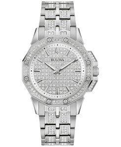 uo fB[X ANZT[ rv TVc Bulova Women's Crystal Octava Stainless Steel Bracelet Watch 34mm Silver-tone Vo[
