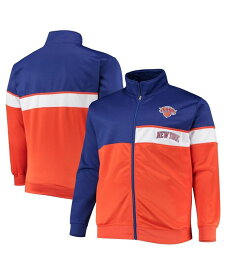 プロファイル メンズ ジャケット・ブルゾン アウター Men's Blue, Orange New York Knicks Big and Tall Pieced Body Full-Zip Track Jacket Blue, Orange