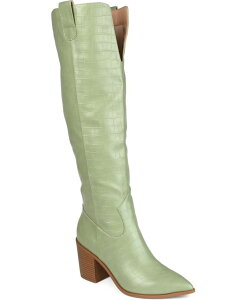 Wl RNV fB[X V[Y u[cECu[c q[ Journee Collection Women's Therese Wide Calf Block Heel Knee High Dress Boots Green O[