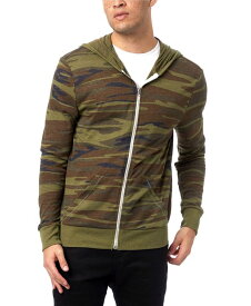 オルタナティヴ アパレル メンズ パーカー・スウェット アウター Men's Basic Printed Zip Hoodie Green Camo