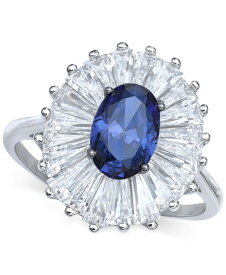 ジャーニ ベルニーニ レディース リング アクセサリー Cubic Zirconia Tapered Flower Oval & Baguette Ring (5-3/8 ct. t.w.) in Sterling Silver (Also Available in Orange, Blue, and Light Blue) Silver/Blue