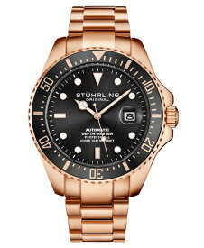 ストゥーリング メンズ 腕時計 アクセサリー Men's Depthmaster Rose Gold-Tone Stainless Steel Link Bracelet Watch 43mm Black