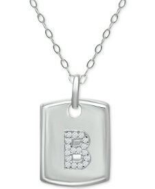 ジャーニ ベルニーニ レディース ブレスレット・バングル・アンクレット アクセサリー Cubic Zirconia Initial Dog Tag Pendant Necklace in Sterling Silver, 16" + 2" extender, Created for Macy's B