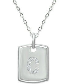 ジャーニ ベルニーニ レディース ブレスレット・バングル・アンクレット アクセサリー Cubic Zirconia Initial Dog Tag Pendant Necklace in Sterling Silver, 16" + 2" extender, Created for Macy's C