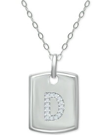 ジャーニ ベルニーニ レディース ブレスレット・バングル・アンクレット アクセサリー Cubic Zirconia Initial Dog Tag Pendant Necklace in Sterling Silver, 16" + 2" extender, Created for Macy's D