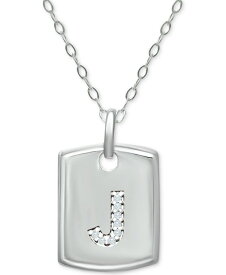 ジャーニ ベルニーニ レディース ブレスレット・バングル・アンクレット アクセサリー Cubic Zirconia Initial Dog Tag Pendant Necklace in Sterling Silver, 16" + 2" extender, Created for Macy's J