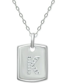 ジャーニ ベルニーニ レディース ブレスレット・バングル・アンクレット アクセサリー Cubic Zirconia Initial Dog Tag Pendant Necklace in Sterling Silver, 16" + 2" extender, Created for Macy's K