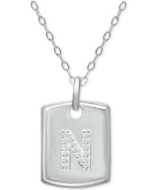ジャーニ ベルニーニ レディース ブレスレット・バングル・アンクレット アクセサリー Cubic Zirconia Initial Dog Tag Pendant Necklace in Sterling Silver, 16" + 2" extender, Created for Macy's N