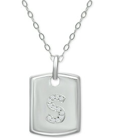ジャーニ ベルニーニ レディース ブレスレット・バングル・アンクレット アクセサリー Cubic Zirconia Initial Dog Tag Pendant Necklace in Sterling Silver, 16" + 2" extender, Created for Macy's S