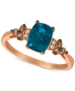 �� ���@�� ���f�B�[�X �A�N�Z�T���[ �����O Le Vian Deep Sea Blue Topaz (1-1/2 ct. t.w. ) & Vanilla and Chocolate Diamond (1/5 ct. t.w.) Ring in 14k Rose Blue Topaz �u���[