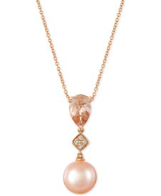 ル ヴァン レディース ネックレス・チョーカー・ペンダントトップ アクセサリー Peach Morganite (9/10 ct. t.w.), Pink Cultured Freshwater Pearl (10mm) and Diamond Accent Pendant Necklace in 14k Rose Gold Rose Gold