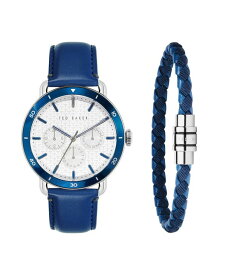 テッドベーカー メンズ 腕時計 アクセサリー Men's Magarit Blue Leather Strap Watch 46mm and Bracelet Gift Set, 2 Pieces Blue