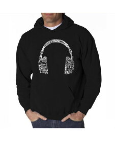 エルエーポップアート メンズ パーカー・スウェット アウター Men's Word Art Hoodie - Headphones - Music In Different Languages Black