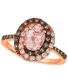 ル ヴァン レディース リング アクセサリー Peach Morganite (7/8 ct. t.w.) & Diamond (3/8 ct. t.w.) Halo Ring in 14k Rose Gold Morganite