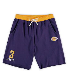 マジェスティック メンズ ハーフパンツ・ショーツ ボトムス Men's Anthony Davis Purple Los Angeles Lakers Big and Tall French Terry Name and Number Shorts Purple
