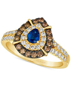 ル ヴァン レディース リング アクセサリー Blue Sapphire (1/3 ct. t.w.) & Diamond (3/4 ct. t.w.) Teardrop Halo Ring in 14k Gold No Color