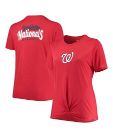 ニューエラ レディース Tシャツ トップス Women's Red Washington Nationals Plus Size 2-Hit Front Knot T-shirt Red