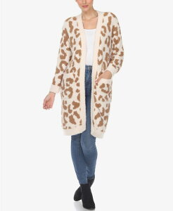 �z���C�g�}�[�N ���f�B�[�X �A�E�^�[ �W���P�b�g�E�u���]�� �v�����g �J�[�f�B�K�� White Mark Women's Leopard Print Open Front Sherpa Cardigan Tan Leopard �^��