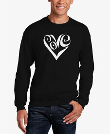 エルエーポップアート メンズ パーカー・スウェット アウター Men's Word Art Script Love Heart Crewneck Sweatshirt Black