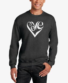 エルエーポップアート メンズ パーカー・スウェット アウター Men's Word Art Script Love Heart Crewneck Sweatshirt Dark Gray